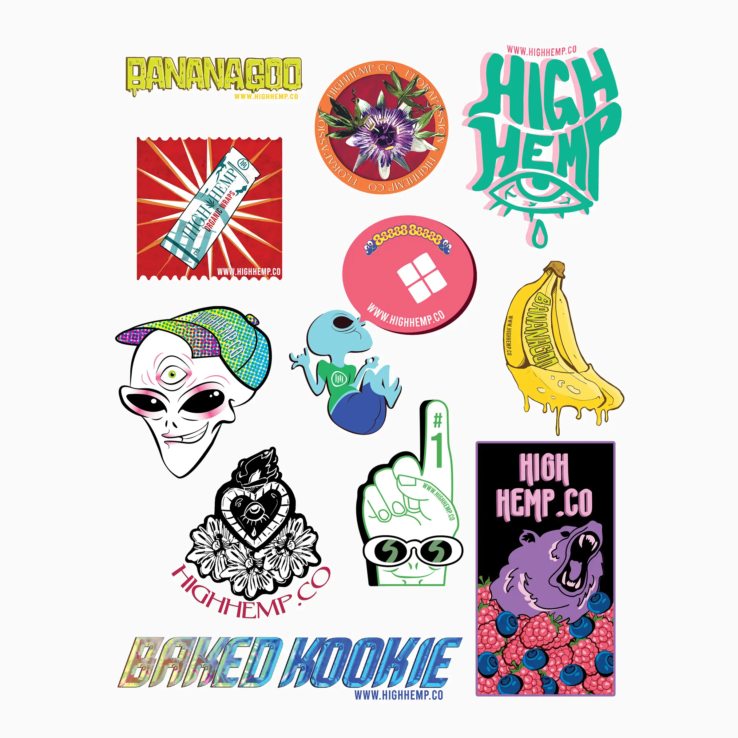 High Hemp sticker pack design 1