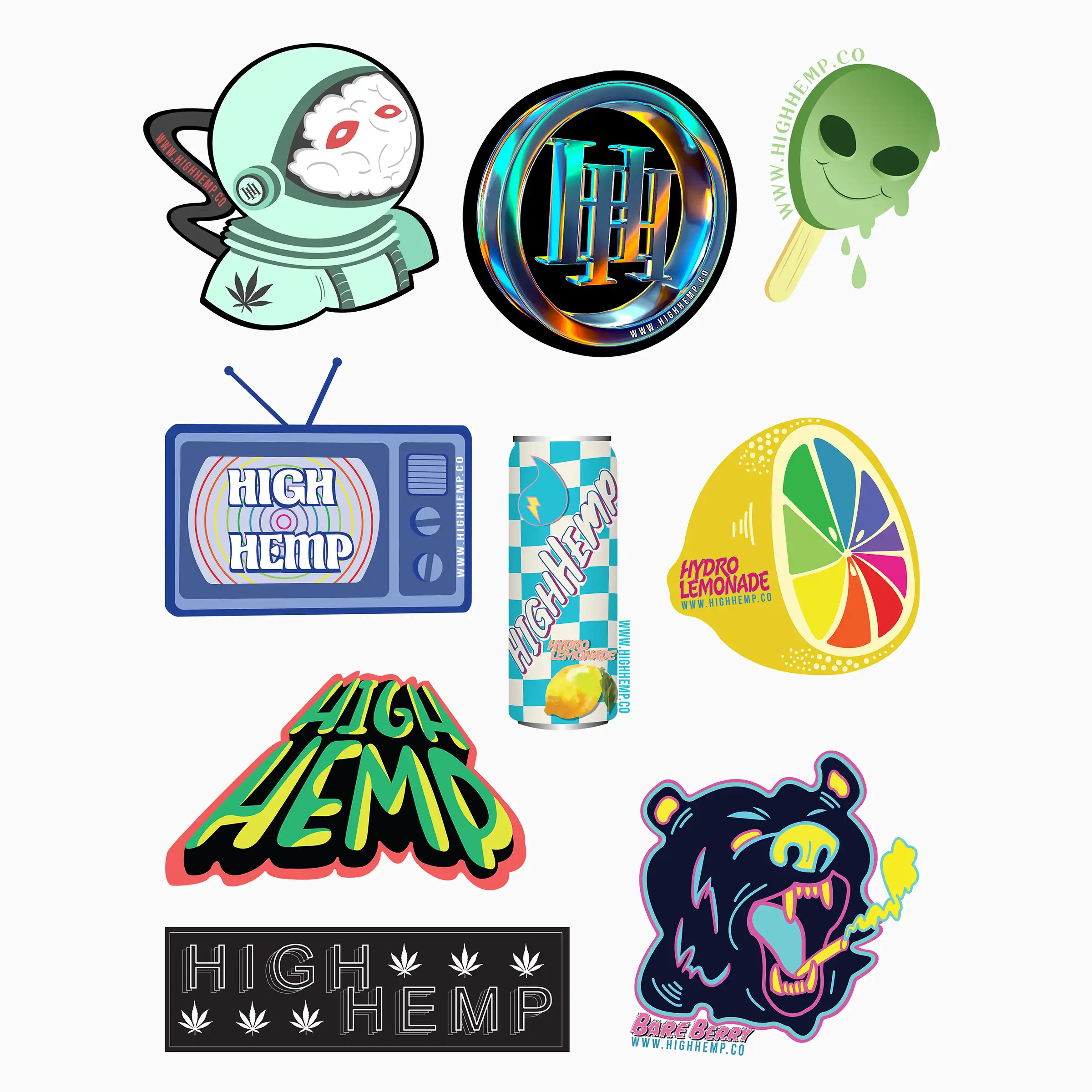 High Hemp sticker pack design 2